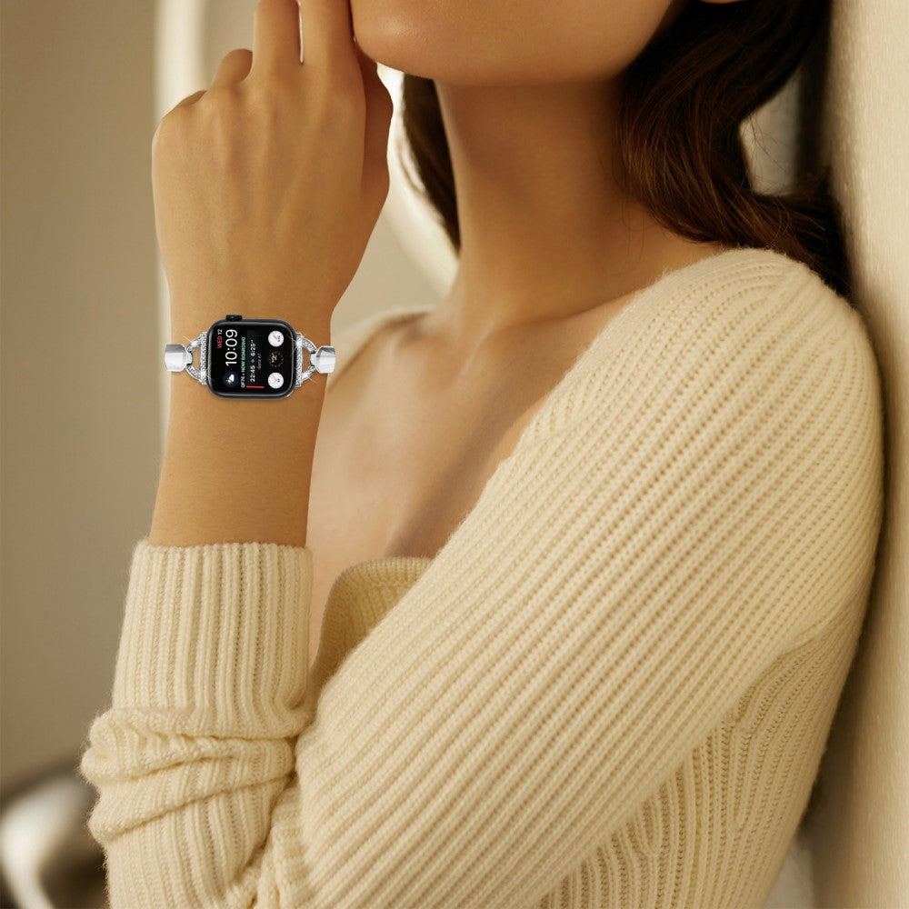 Elegant Metal Og Rhinsten Universal Rem passer til Apple Smartwatch - Sølv#serie_4