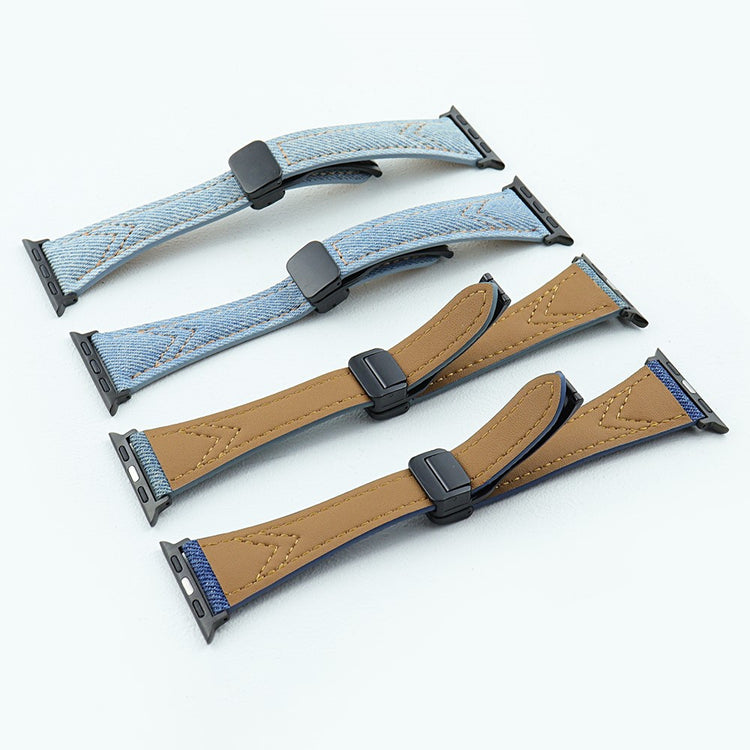 Rigtigt Cool Metal Og Nylon Universal Rem passer til Apple Smartwatch - Blå#serie_2