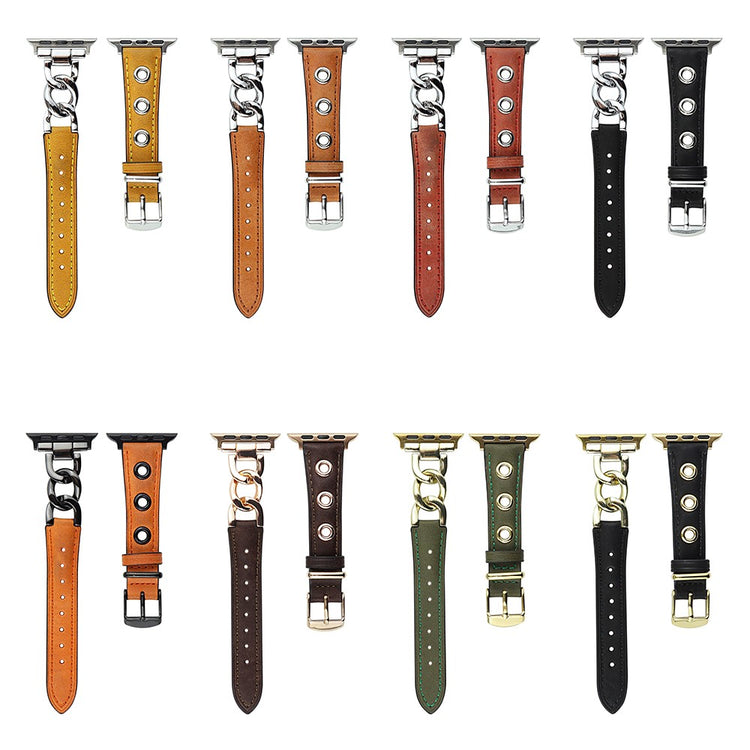 Kønt Metal Og Kunstlæder Universal Rem passer til Apple Smartwatch - Sort#serie_8