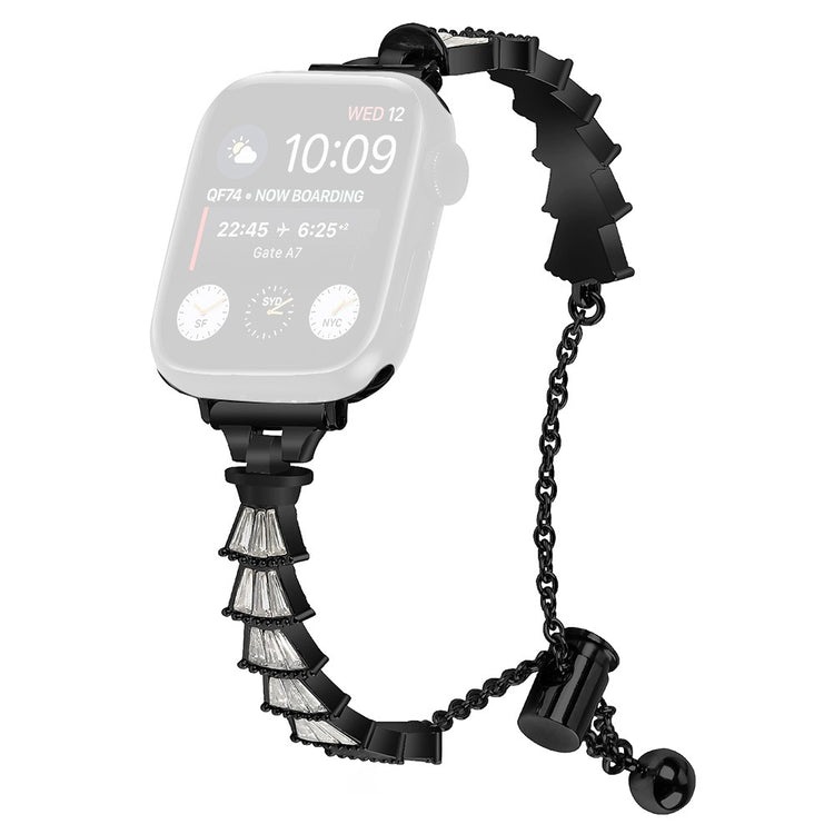Vildt Sejt Metal Og Rhinsten Universal Rem passer til Apple Smartwatch - Sort#serie_1