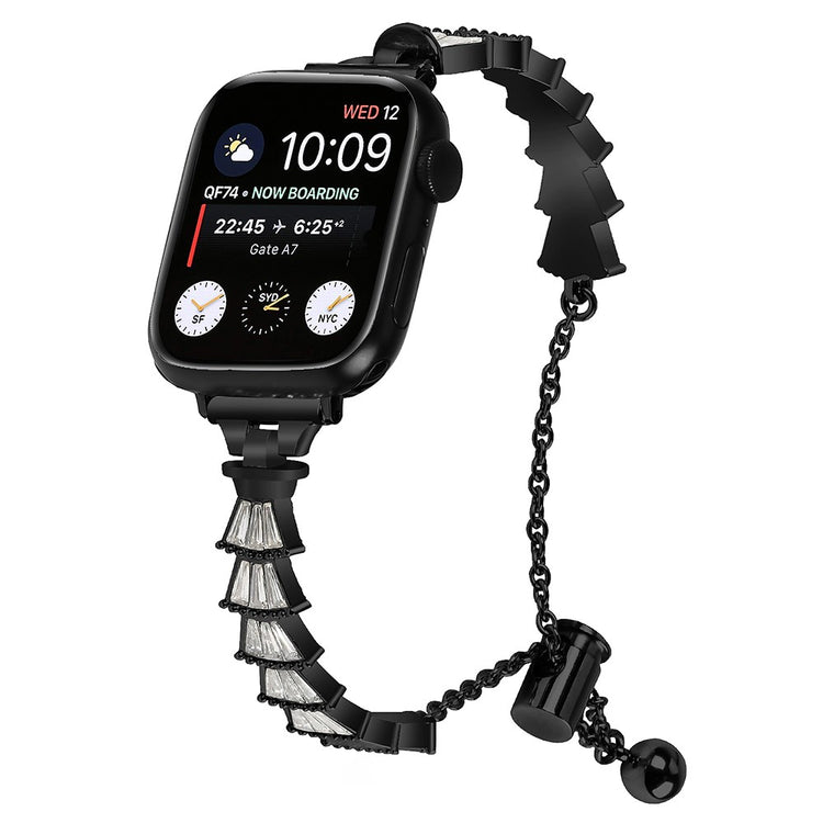 Vildt Sejt Metal Og Rhinsten Universal Rem passer til Apple Smartwatch - Sort#serie_1