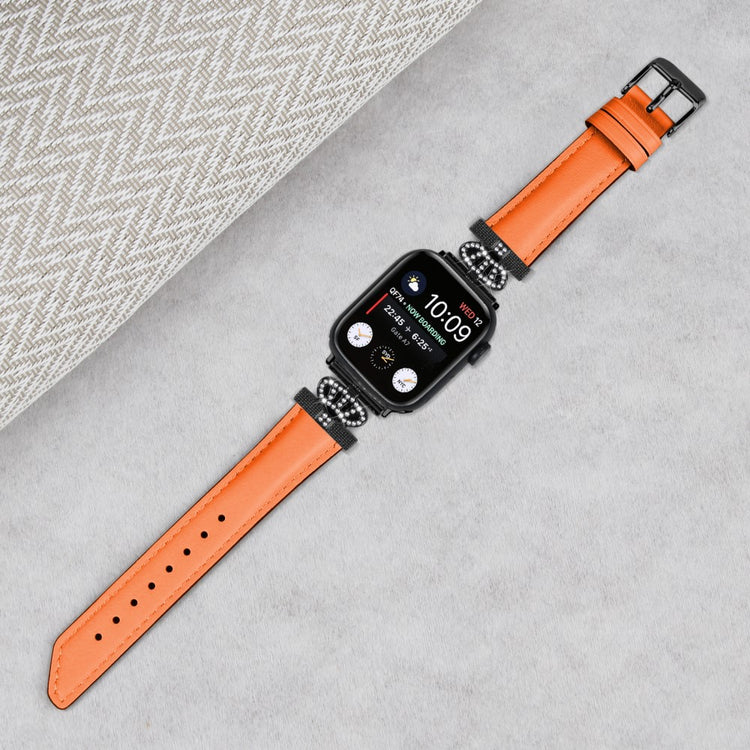 Flot Kunstlæder Og Rhinsten Universal Rem passer til Apple Smartwatch - Orange#serie_2