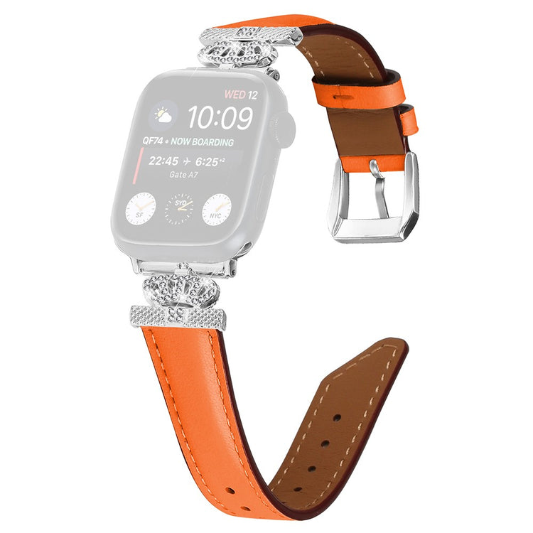 Smuk Kunstlæder Og Rhinsten Universal Rem passer til Apple Smartwatch - Orange#serie_2