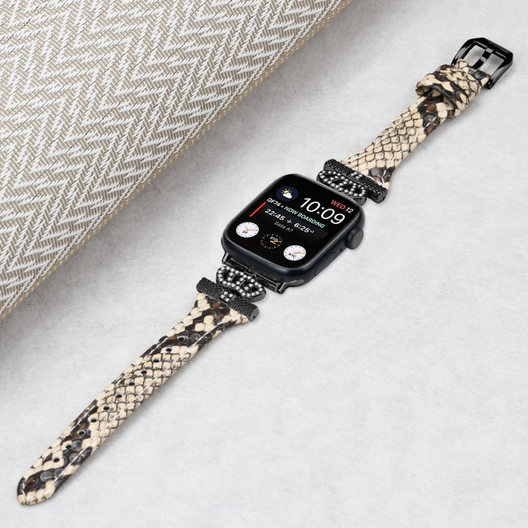 Sejt Kunstlæder Og Rhinsten Universal Rem passer til Apple Smartwatch - Brun#serie_4