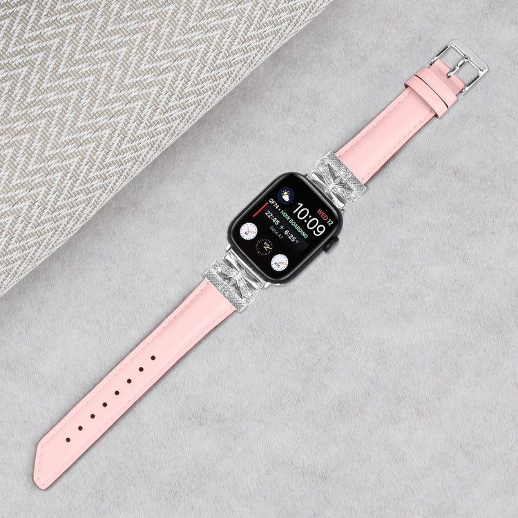 Cool Kunstlæder Og Rhinsten Universal Rem passer til Apple Smartwatch - Pink#serie_3