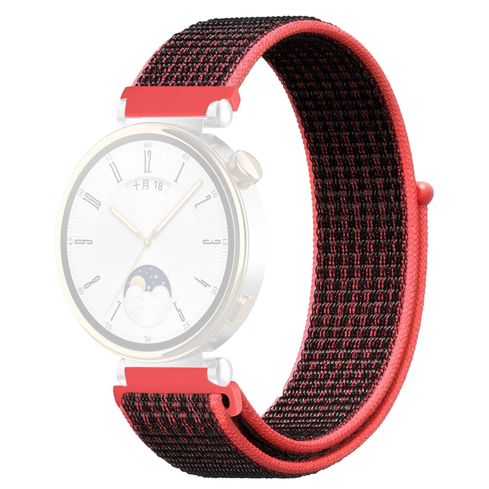 Huawei Watch GT 4 41mm / Garmin Venu 3S Watch Band 18mm Nylon Loop Adjustable Wrist Strap - Red+Black#serie_11