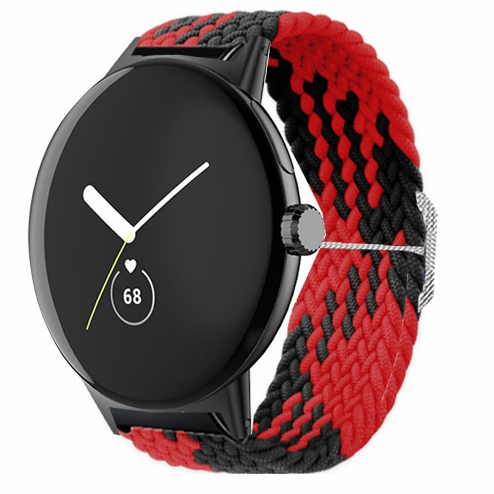 Braided Elastic Watch Band Google Pixel Watch / Watch 2 Replacement Adjustable Wrist Strap - Red / Black#serie_4