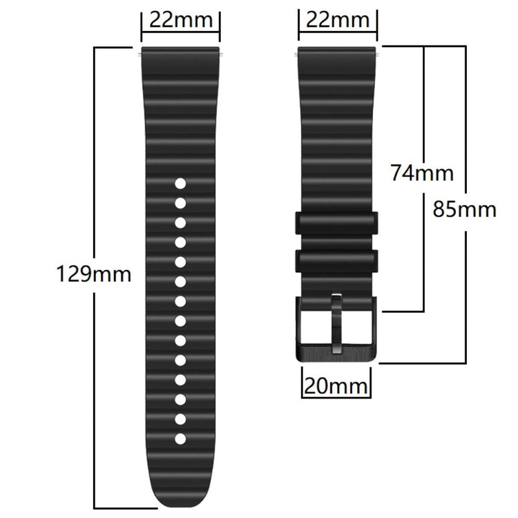 22mm Universal dual-color silicone strap with black buckle - Black+Grey#serie_1