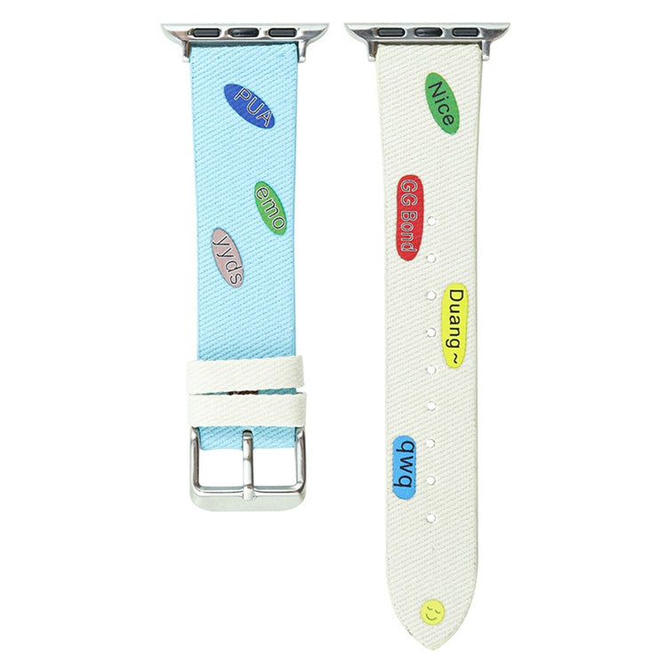 Apple Watch Series 9 45mm / Ultra 2 cute words nylon strap - Blue / White#serie_5