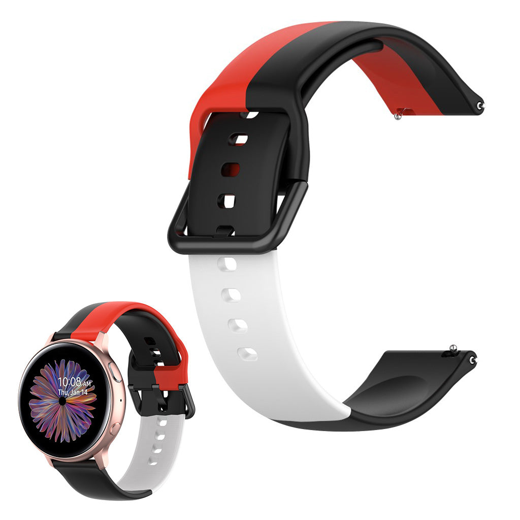 Universal triple color silicone watch band - Black / Red / White#serie_2