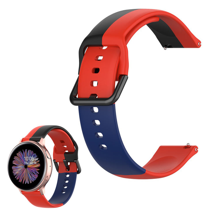 Universal triple color silicone watch band - Red / Black / Blue#serie_7