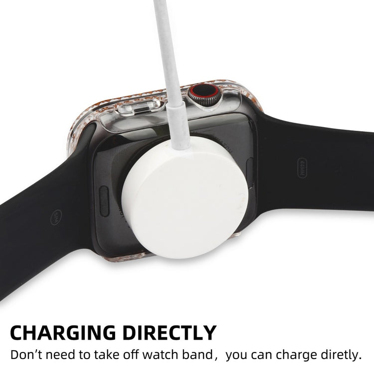 Godt Apple Watch Series 8 (41mm) / Apple Watch Series 7 41mm Cover med Skærmbeskytter i Plastik, Rhinsten og Hærdet Glas - Gennemsigtig#serie_3