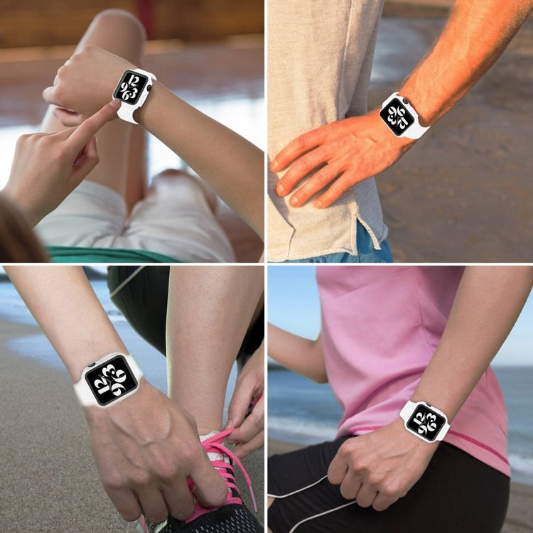 Flot Apple Watch Series 8 (41mm) / Apple Watch Series 7 41mm Cover med Skærmbeskytter i Plastik og Hærdet Glas - Hvid#serie_9