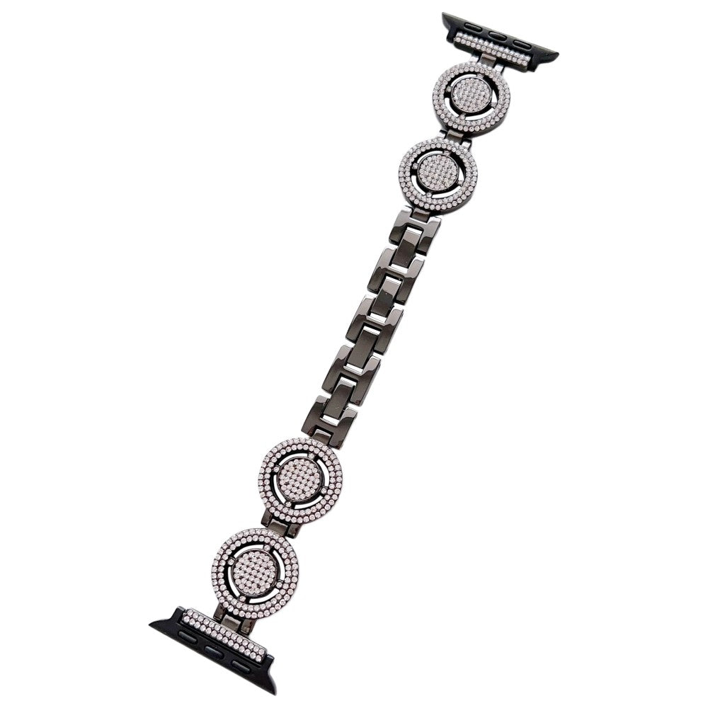 Klassisk Metal Og Rhinsten Universal Rem passer til Apple Smartwatch - Sort#serie_1