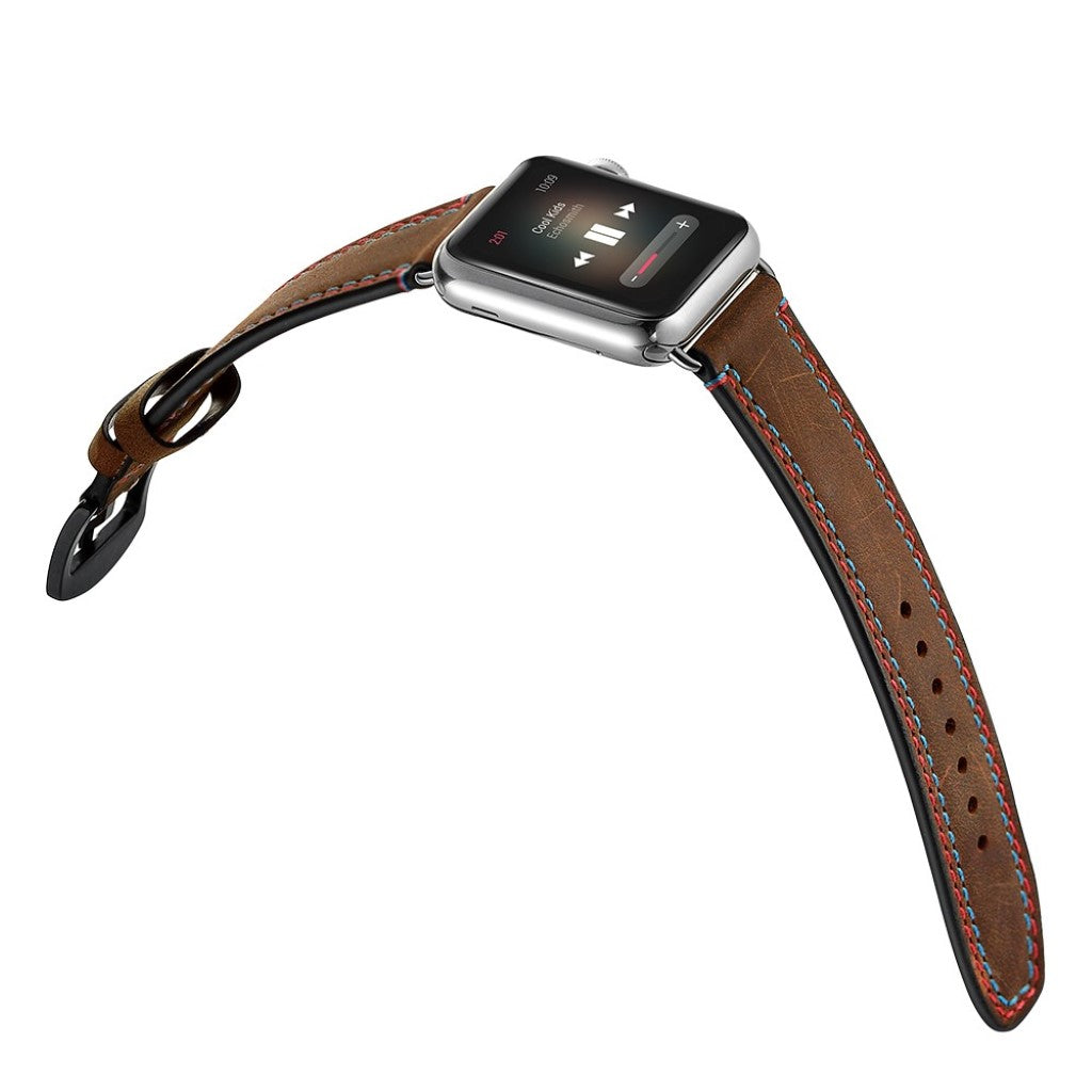 Apple Watch Series 5 44mm / Apple Watch 44mm Ægte læder Rem - Brun#serie_060