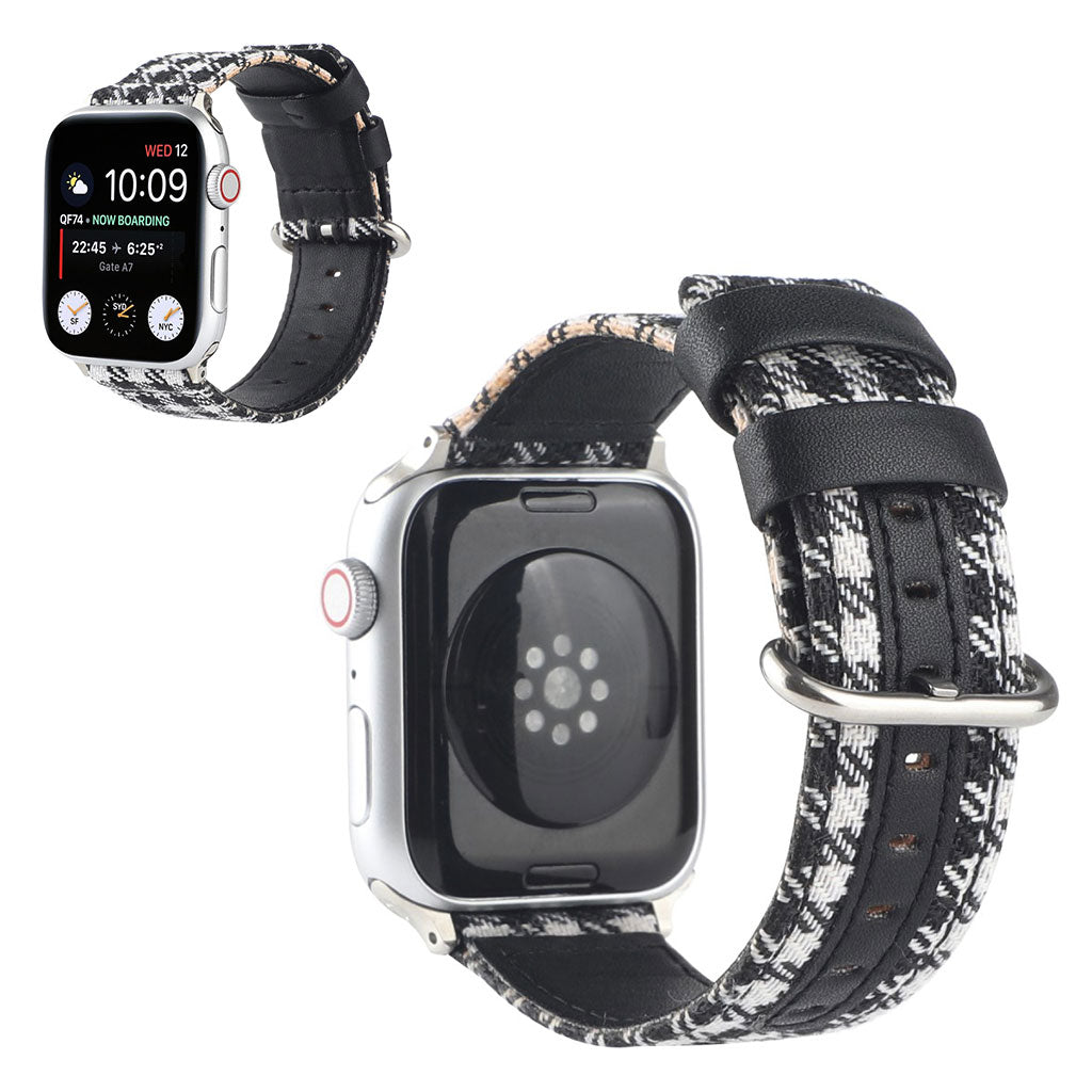 Apple Watch Series 6 / 5 44mm lattice pattern watch band - White / Black#serie_1