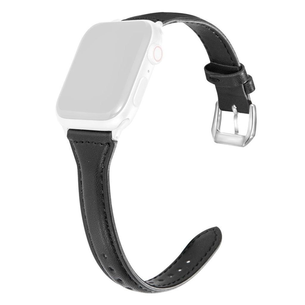 Apple Watch Series 6 / 5 44mm simple leather watch band - Black#serie_1