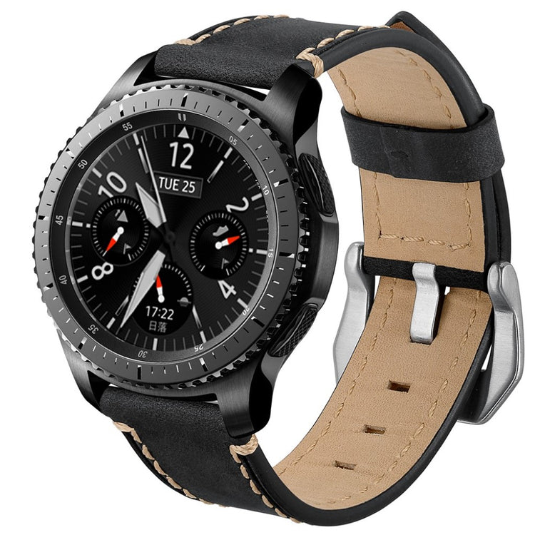 Samsung Gear S3 / Samsung Gear S3 Frontier Ægte læder Rem - Sort#serie_1