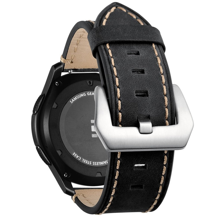 Samsung Gear S3 / Samsung Gear S3 Frontier Ægte læder Rem - Sort#serie_1