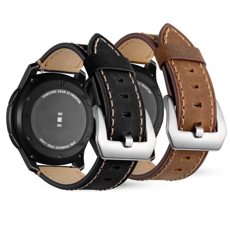 Samsung Gear S3 / Samsung Gear S3 Frontier Ægte læder Rem - Sort#serie_1