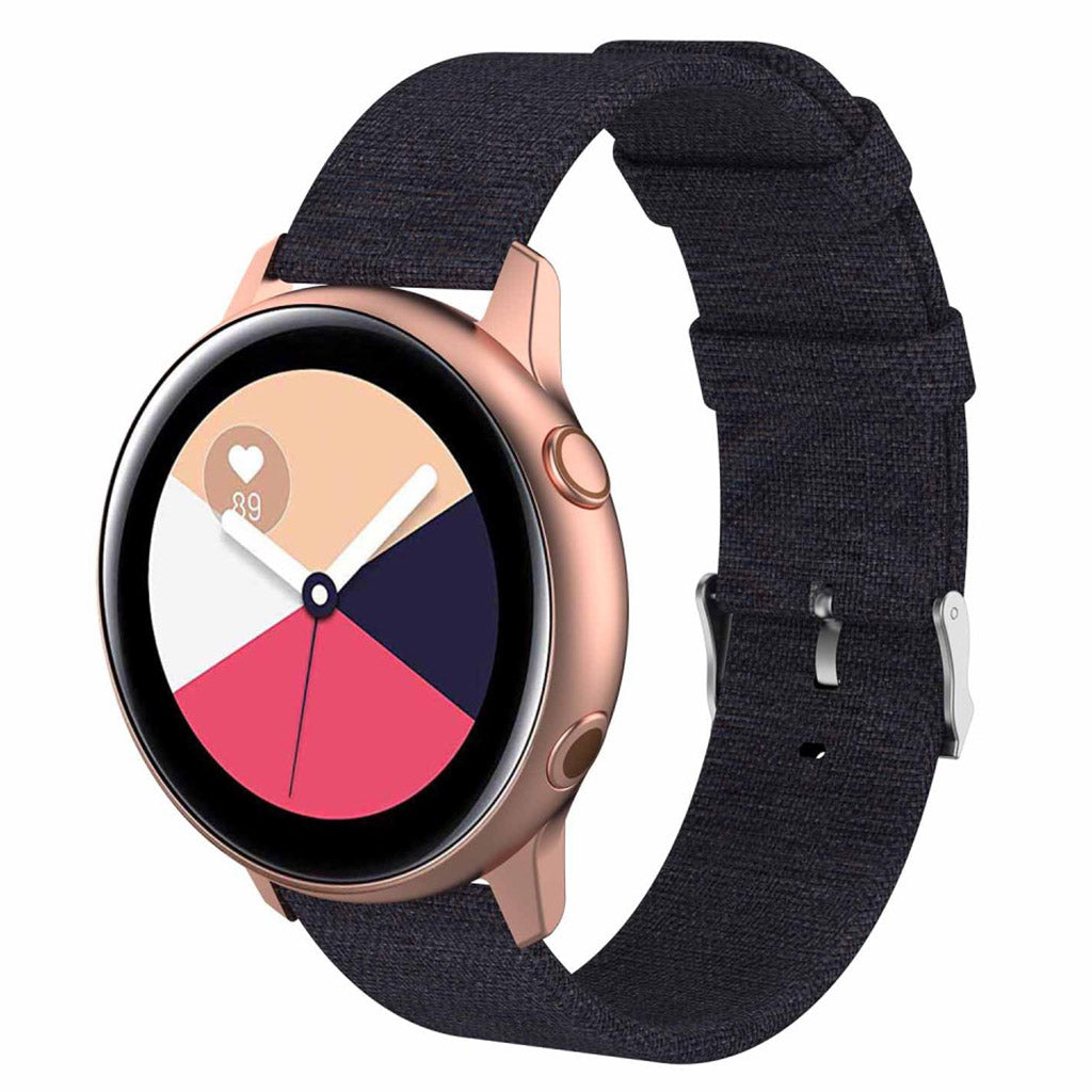Super slidstærk Samsung Galaxy Watch Active Nylon Rem - Sort#serie_1