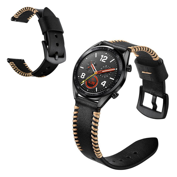 Godt Huawei Watch GT 2 46mm Ægte læder Rem - Sort#serie_1