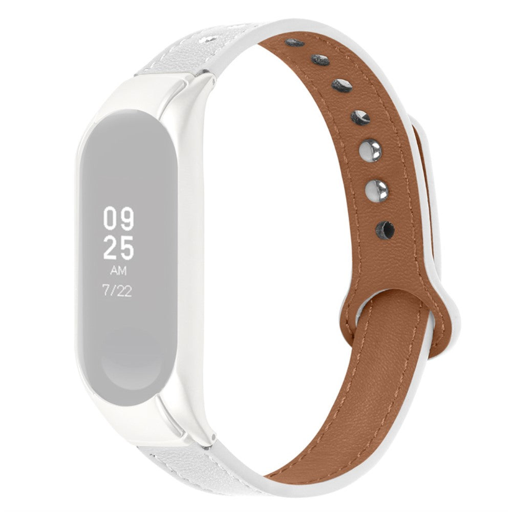 Xiaomi Mi Smart Band 4 / Xiaomi Mi Band 3 Ægte læder Rem - Hvid#serie_1