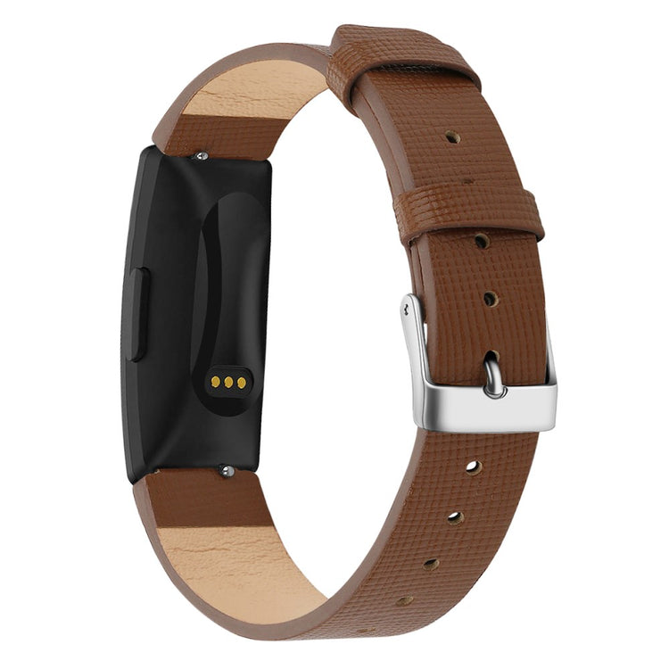 Vildt elegant Fitbit Inspire Ægte læder Rem - Størrelse: S - Brun#serie_6