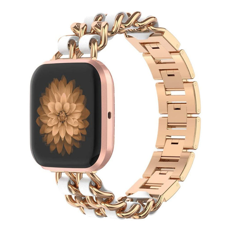 Fitbit Versa 2 / Fitbit Versa Lite Metal og Kunstlæder Rem - Pink#serie_2