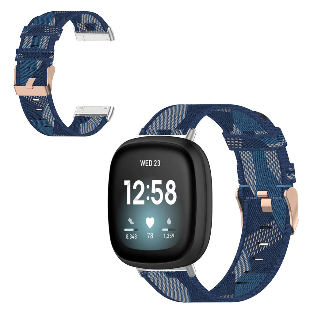 Meget komfortabel Fitbit Versa 3 / Fitbit Sense Nylon Rem - Blå#serie_7