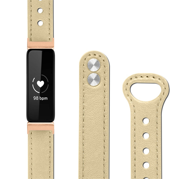 Super skøn Fitbit Inspire 2 / Fitbit Ace 2 Ægte læder Urrem - Beige#serie_5