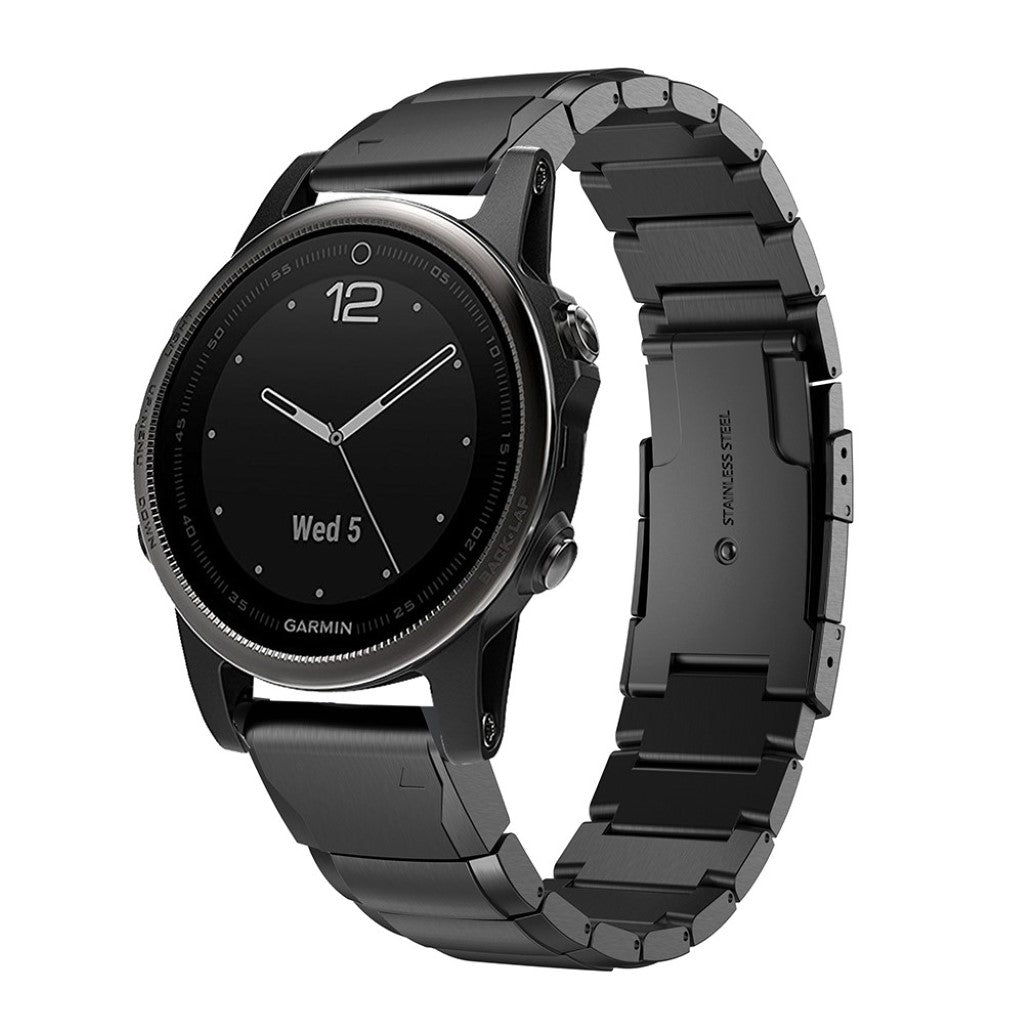 Meget holdbart Garmin Fenix 5S Metal Rem - Sort#serie_1