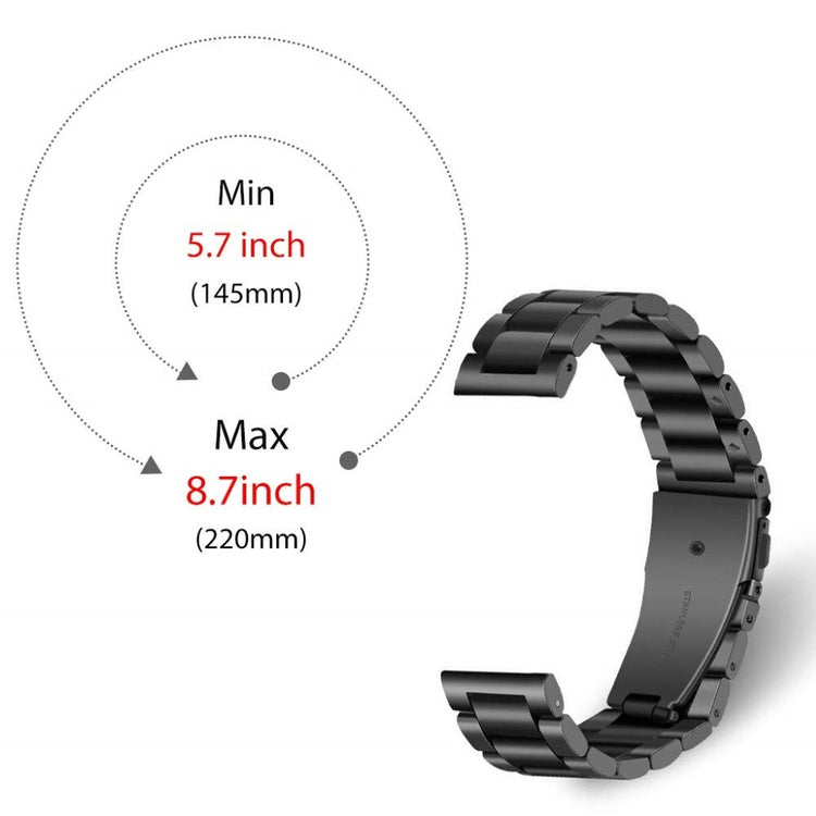 Fossil Gen 5 Carlyle HR / Fossil Gen 5 Julianna HR Metal Rem - Sort#serie_9