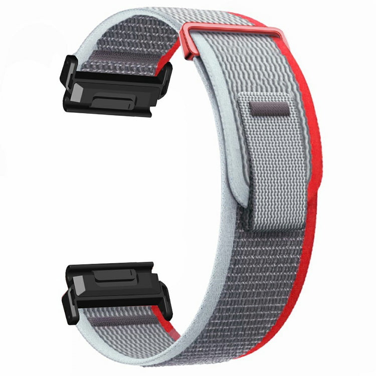 Watch Band for Garmin Fenix 7 / 6 / 5 Replacement Nylon Adjustable Loop Fastener Strap - Grey+Red#serie_5