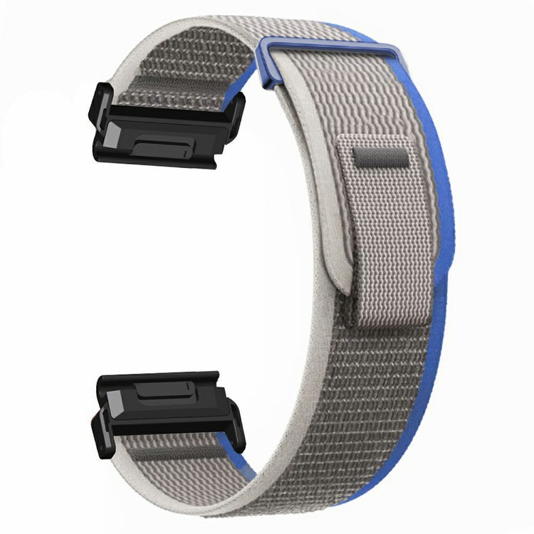 Watch Band for Garmin Fenix 7X / 6X / 5X Replacement Nylon Adjustable Loop Fastener Strap - Grey+Blue#serie_6