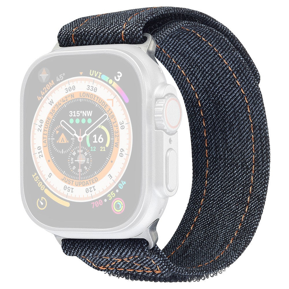 KALEBOL Apple Watch Series 41mm - 40mm - 38mm Denim Watch Strap Magic Tape Adjustable Band - Black#serie_1