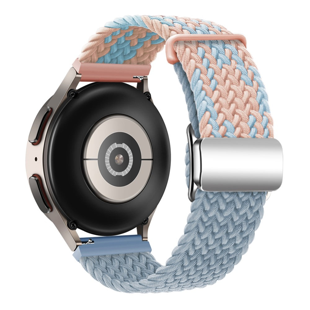 Universal 22mm Woven Watch Strap Silver Magnetic Buckle Replacement Wrist Band - Blue+Pink+Rock Cyan#serie_8