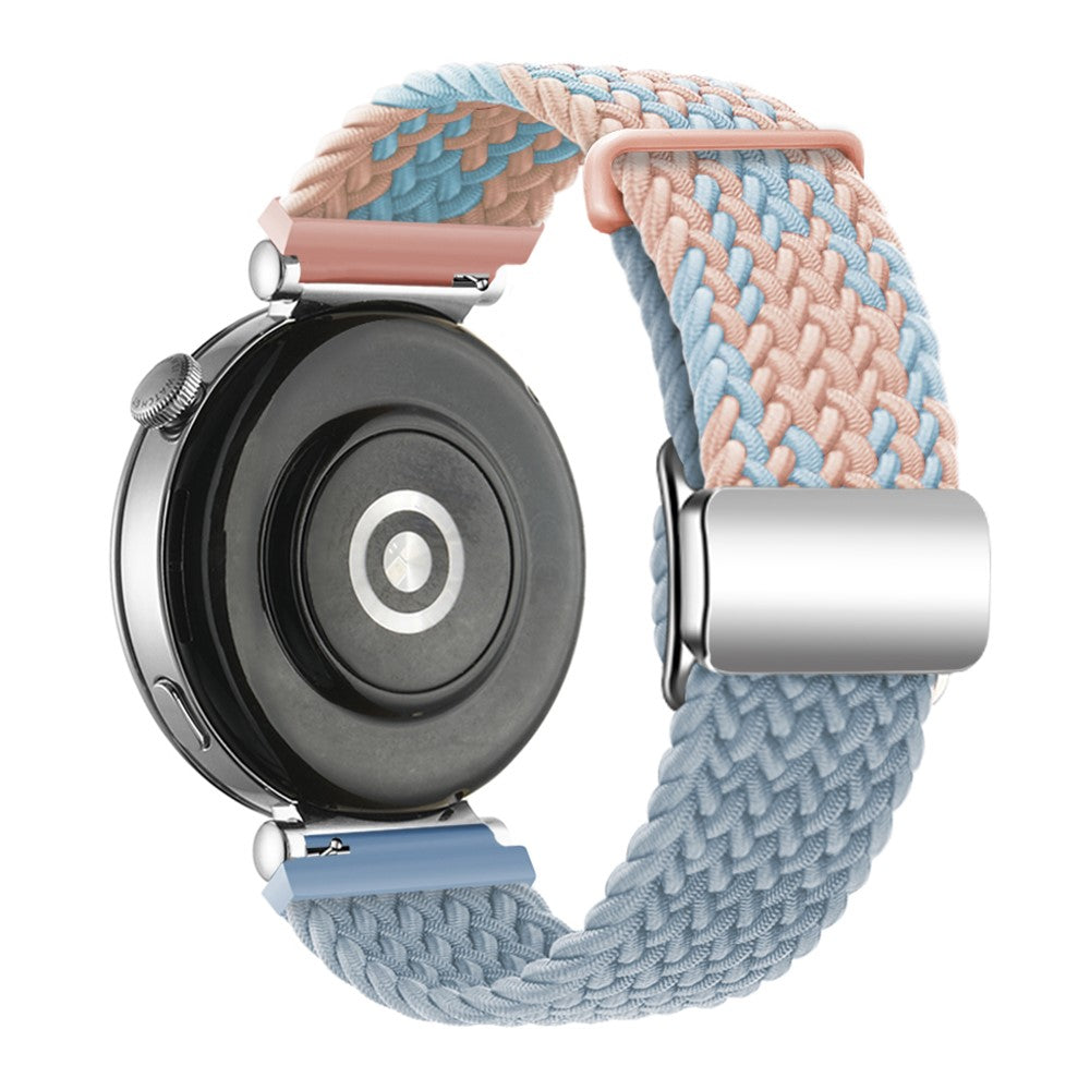 Huawei Watch GT 4 41mm Universal 18mm Watch Strap Woven Wrist Band with Silver Magnetic Buckle - Blue+Pink+Rock Cyan#serie_9