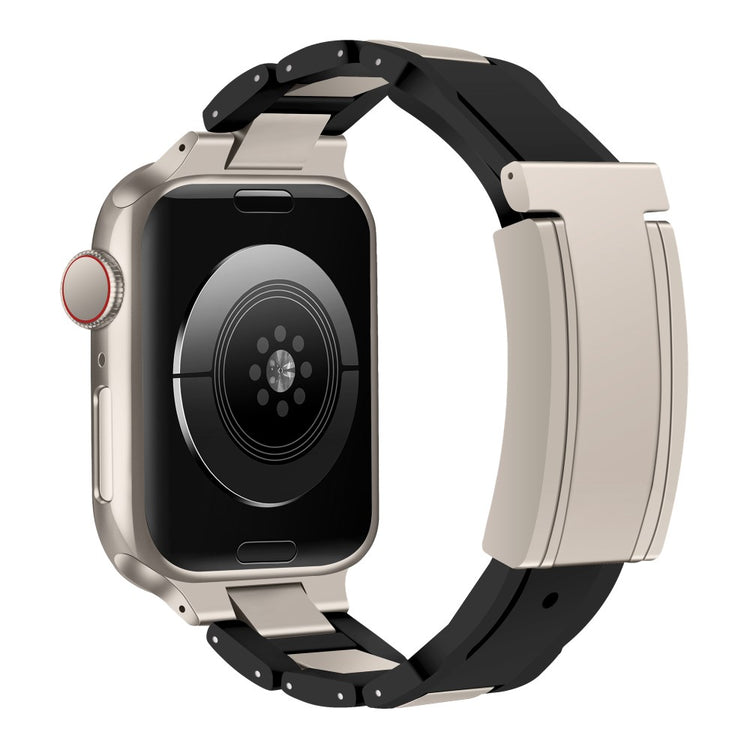 Apple Watch Series 41mm - 40mm - 38mm Stainless Steel+Rubber Strap - Black+Starlight Buckle#serie_5