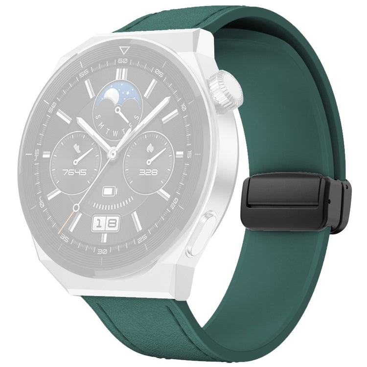 Huawei Watch GT 3 42mm / GT 3 Pro 43mm Watch Band 20mm Leather Coated Silicone Strap with Magnetic Buckle - Pine Needle Green#serie_14