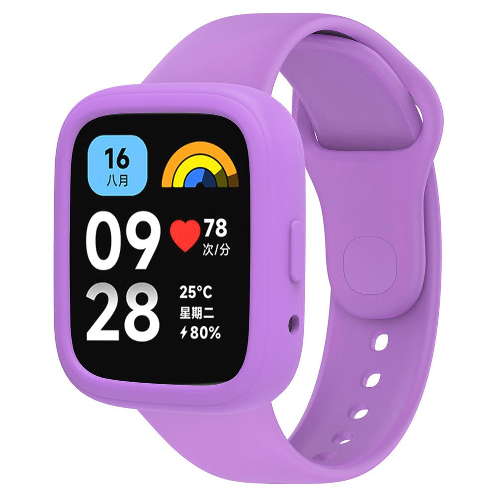 Xiaomi Redmi Watch 3 Active Silicone Strap Replacement Wrist Band with Watch Case - Purple#serie_12