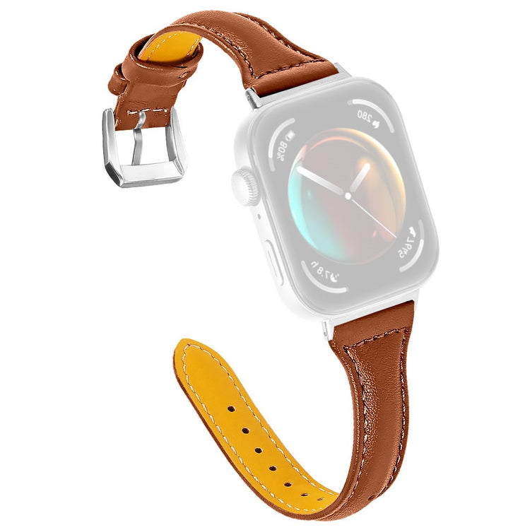 Huawei Watch Fit 3 Watch Strap Genuine Cow Leather Band Stitching Lines - Brown#serie_9