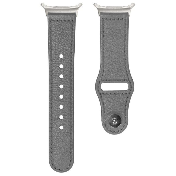 Samsung Galaxy Watch Ultra 47mm Watch Strap Genuine Cow Leather Rivet Buckle Band - Litchi Texture Grey#serie_3