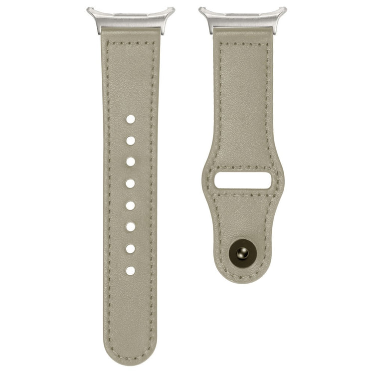 Samsung Galaxy Watch Ultra 47mm Watch Strap Genuine Cow Leather Rivet Buckle Band - Retro White#serie_6