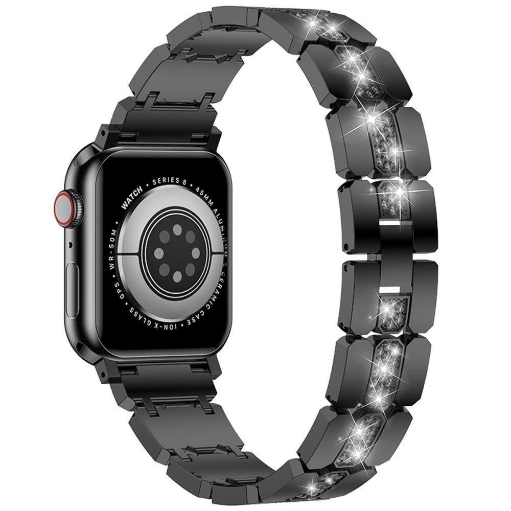 Zinc Alloy Band for Apple Watch Series 49mm - 45mm - 44mm - 42mm Rhinestones Decor Strap - Black#serie_3