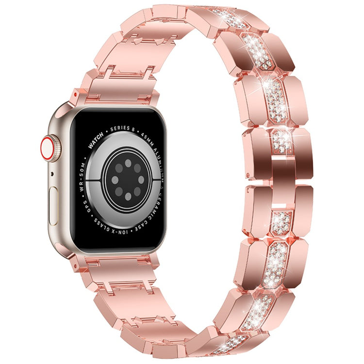 Zinc Alloy Band for Apple Watch Series 49mm - 45mm - 44mm - 42mm Rhinestones Decor Strap - Pink#serie_5