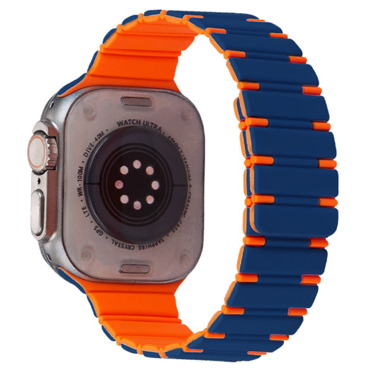 Apple Watch Series 49mm - 45mm - 44mm - 42mm Magnetic Smartwatch Band - Midnight Blue+Orange#serie_1