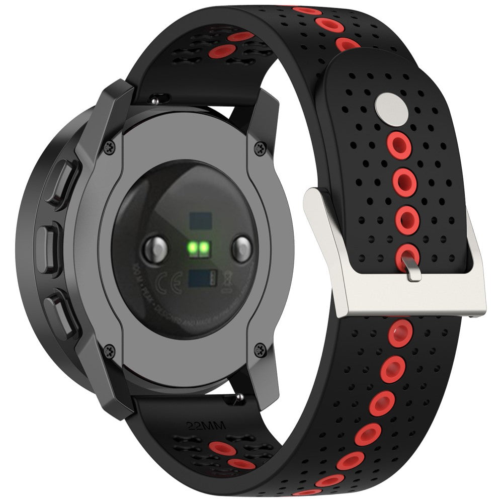 Huawei Watch 4 / 4 Pro / GT 4 46mm Color Holes Watch Strap 22mm Universal Silicone Band - Black+Orange Red#serie_1