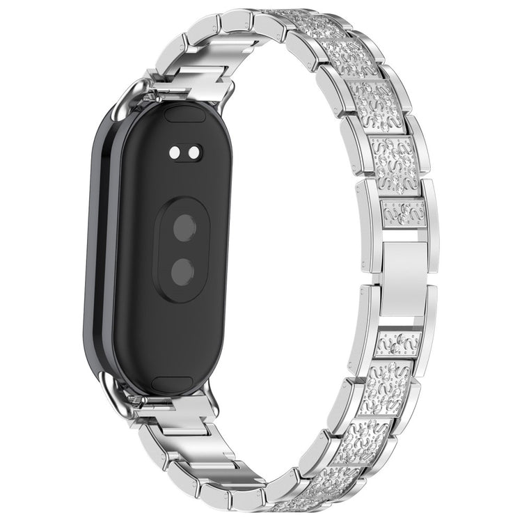 Xiaomi Mi Band 9 / 9 NFC / Smart Band 8 / 8 NFC Watch Strap Rhinestone Decor 3-Bead Stainless Steel Band - Silver#serie_3