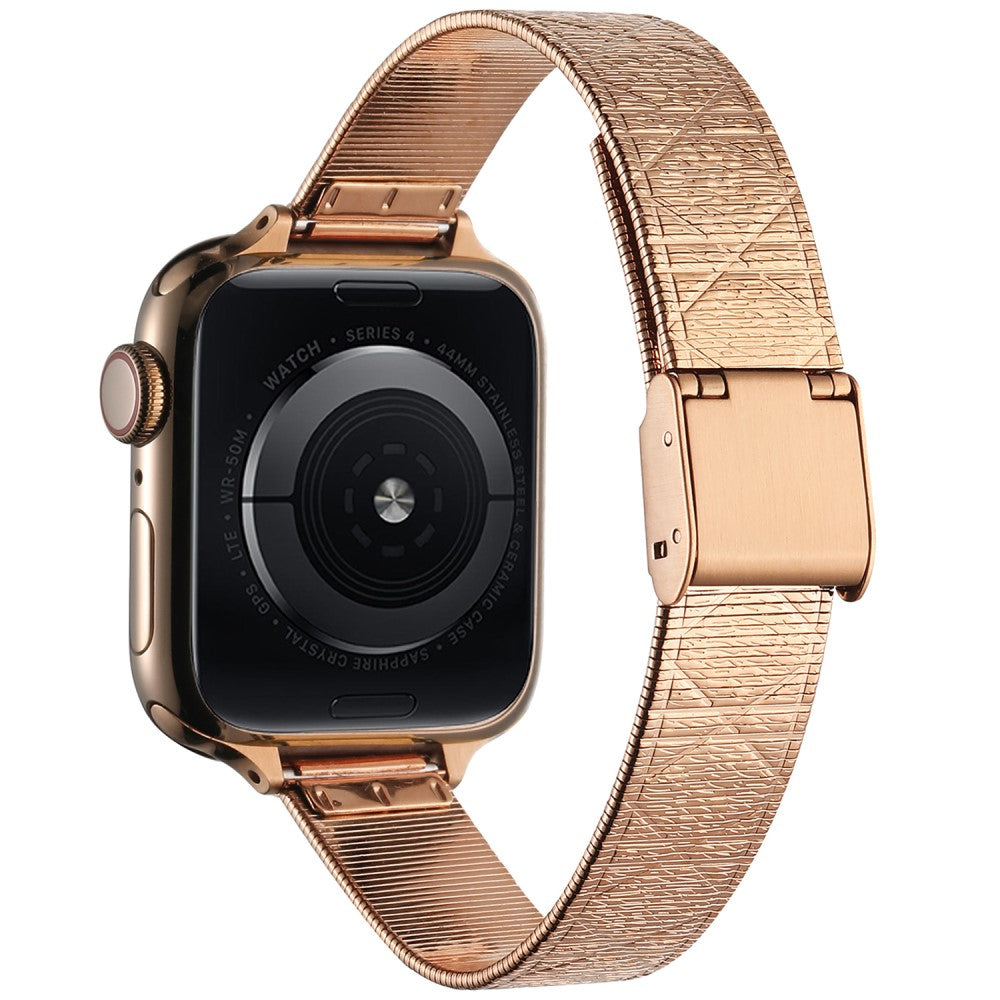 Apple Watch Series 41mm - 40mm - 38mm Rhombus Pattern Strap Stainless Steel Watch Band - Rose Gold#serie_5